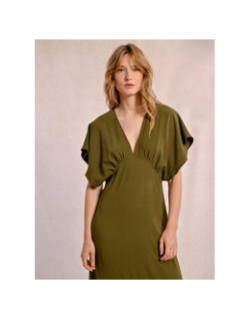 Robe longue col v kaki femme - Molly Bracken