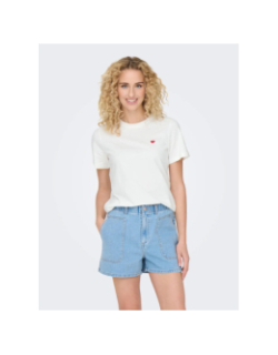 T-shirt cœur brodé pisa blanc femme - Jdy