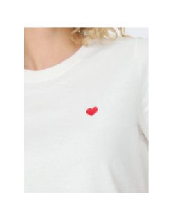 T-shirt cœur brodé pisa blanc femme - Jdy