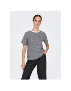 T-shirt rayé cœur brodé pisa écru femme - Jdy