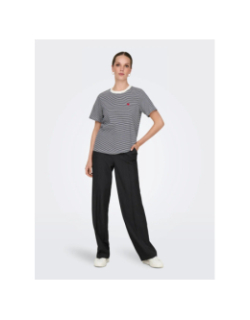 T-shirt rayé cœur brodé pisa écru femme - Jdy