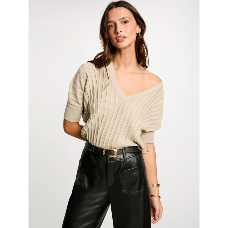 Pull manches courtes minspi beige femme - Morgan