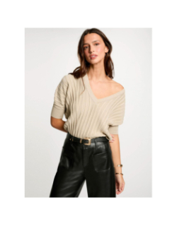 Pull manches courtes minspi beige femme - Morgan