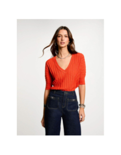 Pull manches courtes minspi orange femme - Morgan