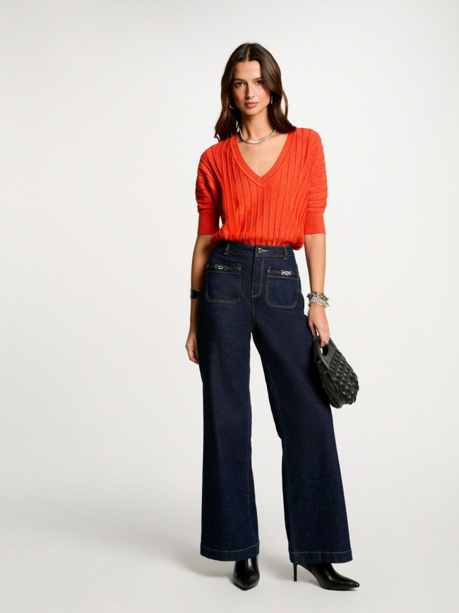 Pull manches courtes minspi orange femme - Morgan