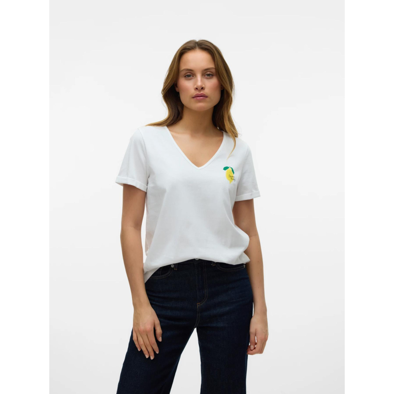 T-shirt à manches courtes vmbitona lemon écru femme - Vero Moda