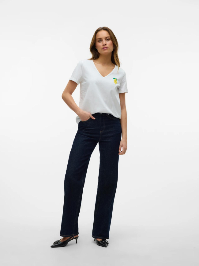 T-shirt à manches courtes vmbitona lemon écru femme - Vero Moda