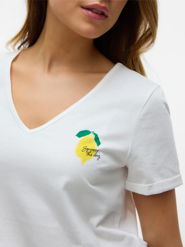 T-shirt à manches courtes vmbitona lemon écru femme - Vero Moda