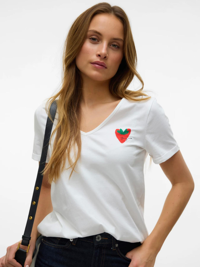 T-shirt à manches courtes vmbitona berry écru femme - Vero Moda