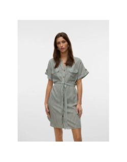 Robe boutonnée rayée bumpy vert femme - Vero Moda