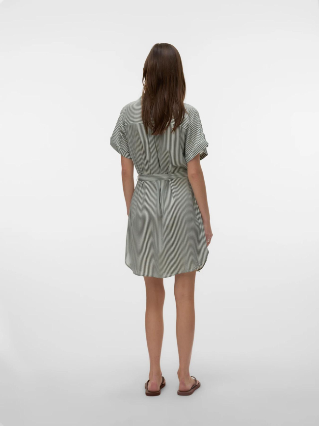 Robe boutonnée rayée bumpy vert femme - Vero Moda
