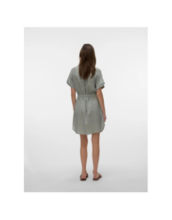 Robe boutonnée rayée bumpy vert femme - Vero Moda