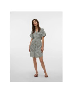 Robe boutonnée rayée bumpy vert femme - Vero Moda