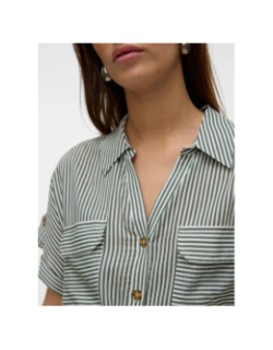 Robe boutonnée rayée bumpy vert femme - Vero Moda