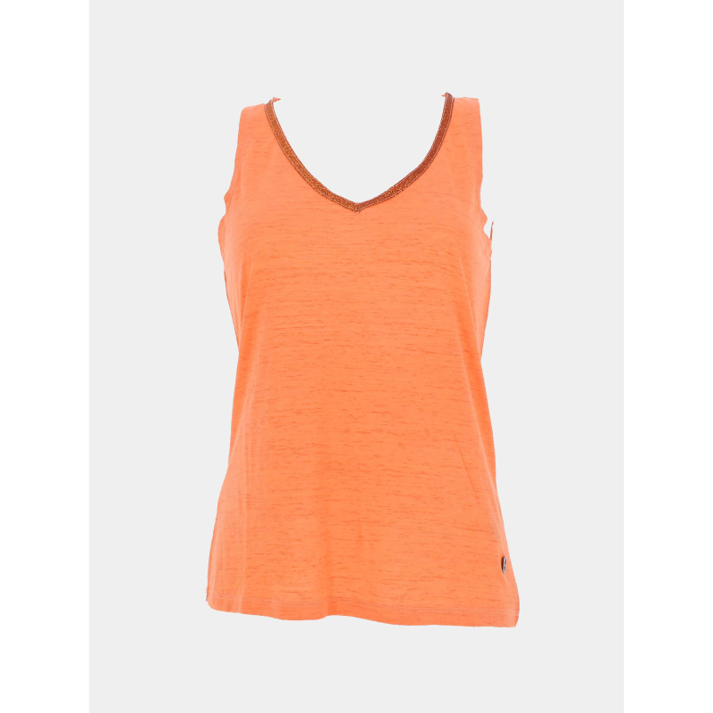 Débardeur col pailleté jirza orange femme - Sun Valley