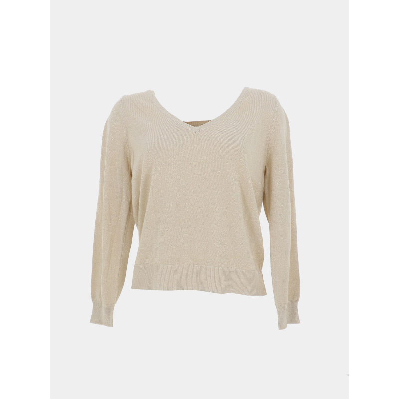 Pull brillant à col en v vmelsa shine beige femme - Vero Moda