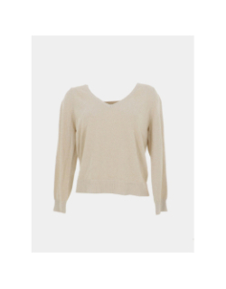Pull brillant à col en v vmelsa shine beige femme - Vero Moda