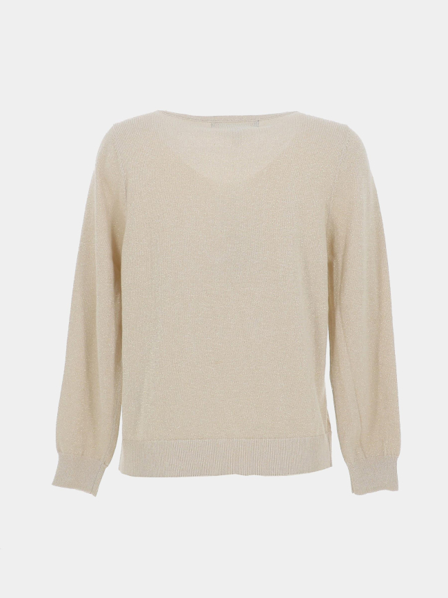 Pull brillant à col en v vmelsa shine beige femme - Vero Moda