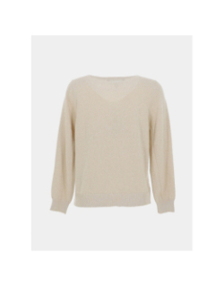Pull brillant à col en v vmelsa shine beige femme - Vero Moda