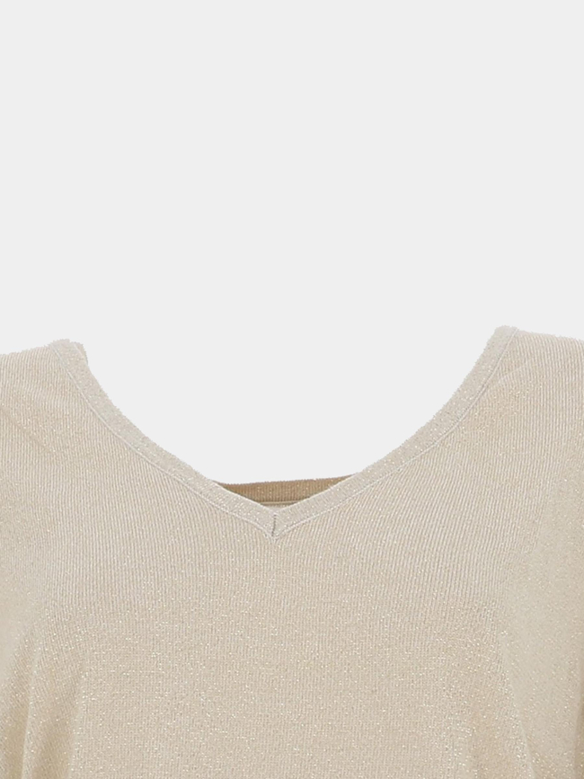 Pull brillant à col en v vmelsa shine beige femme - Vero Moda