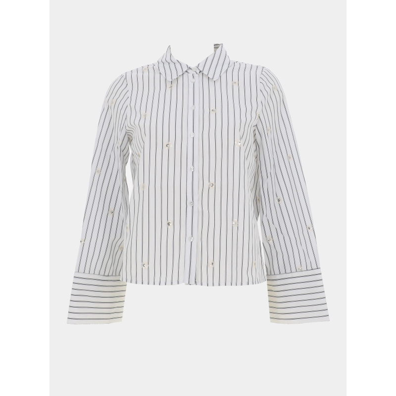 Chemise rayée loose sequins leila blanc femme - Vero Moda