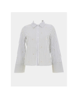 Chemise rayée loose sequins leila blanc femme - Vero Moda