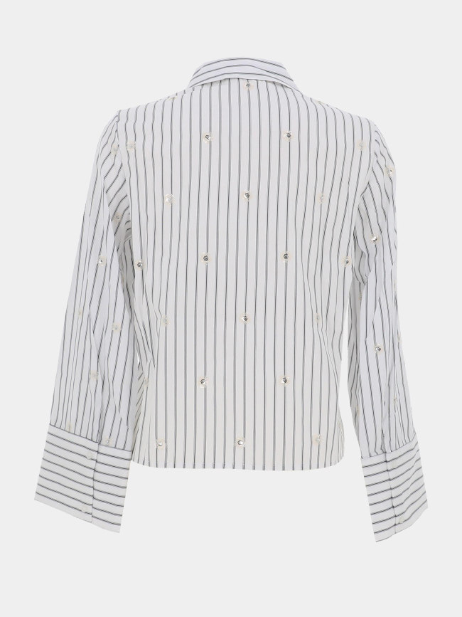 Chemise rayée loose sequins leila blanc femme - Vero Moda