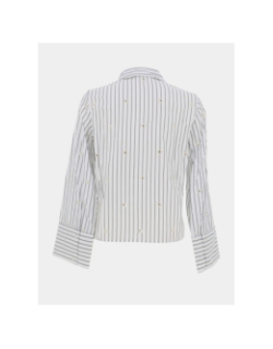 Chemise rayée loose sequins leila blanc femme - Vero Moda