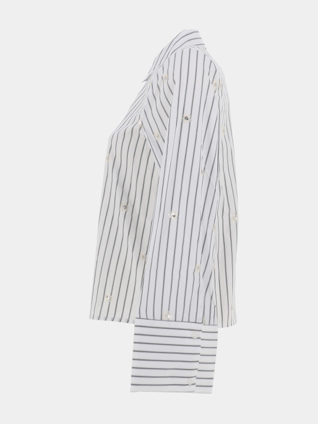 Chemise rayée loose sequins leila blanc femme - Vero Moda