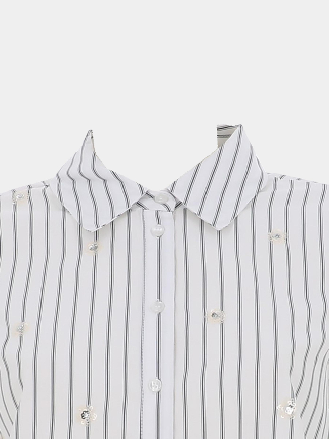 Chemise rayée loose sequins leila blanc femme - Vero Moda