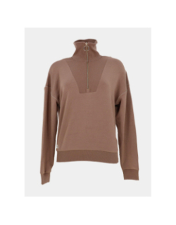 Sweat à col camionneur zippé adeline marron femme - Happy & So