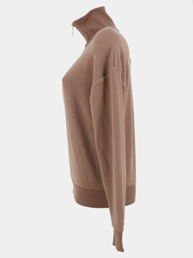 Sweat à col camionneur zippé adeline marron femme - Happy & So