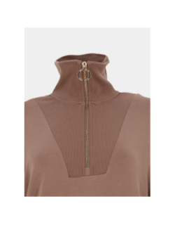 Sweat à col camionneur zippé adeline marron femme - Happy & So