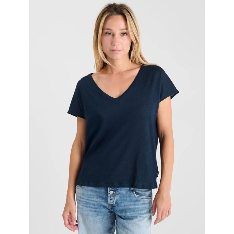T-shirt col v melinda bleu marine femme - Le Temps Des Cerises