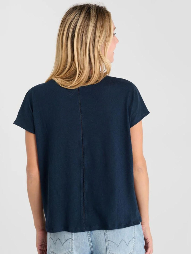 T-shirt col v melinda bleu marine femme - Le Temps Des Cerises