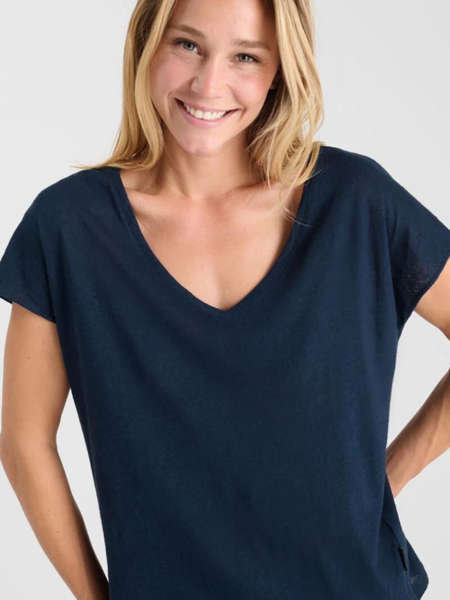 T-shirt col v melinda bleu marine femme - Le Temps Des Cerises
