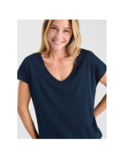 T-shirt col v melinda bleu marine femme - Le Temps Des Cerises