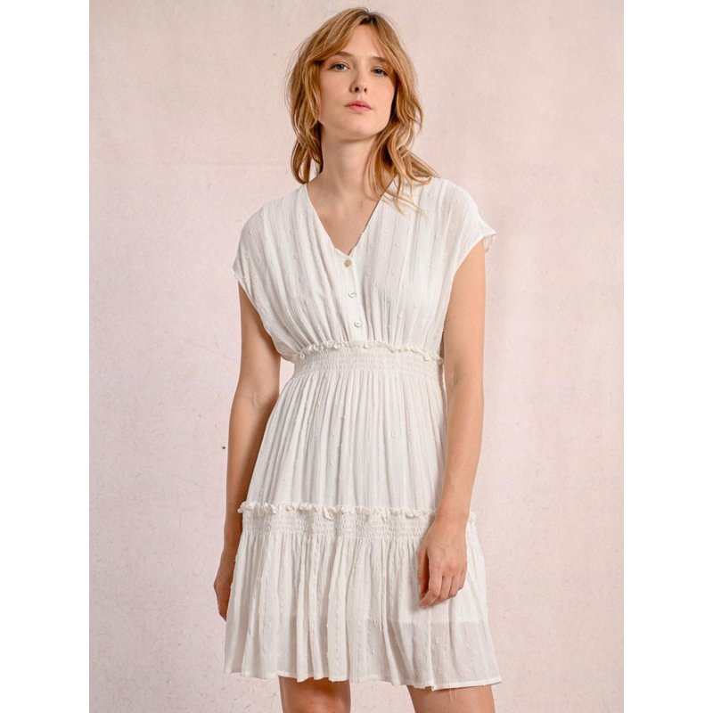 Robe courte rayée pailleté blanc femme - Molly Bracken