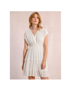 Robe courte rayée pailleté blanc femme - Molly Bracken