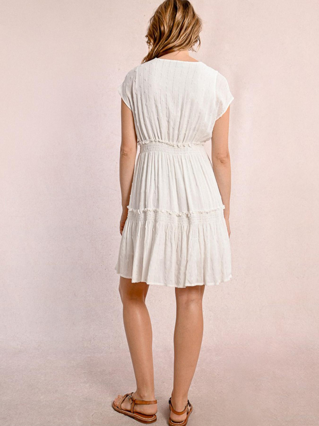 Robe courte rayée pailleté blanc femme - Molly Bracken