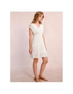 Robe courte rayée pailleté blanc femme - Molly Bracken