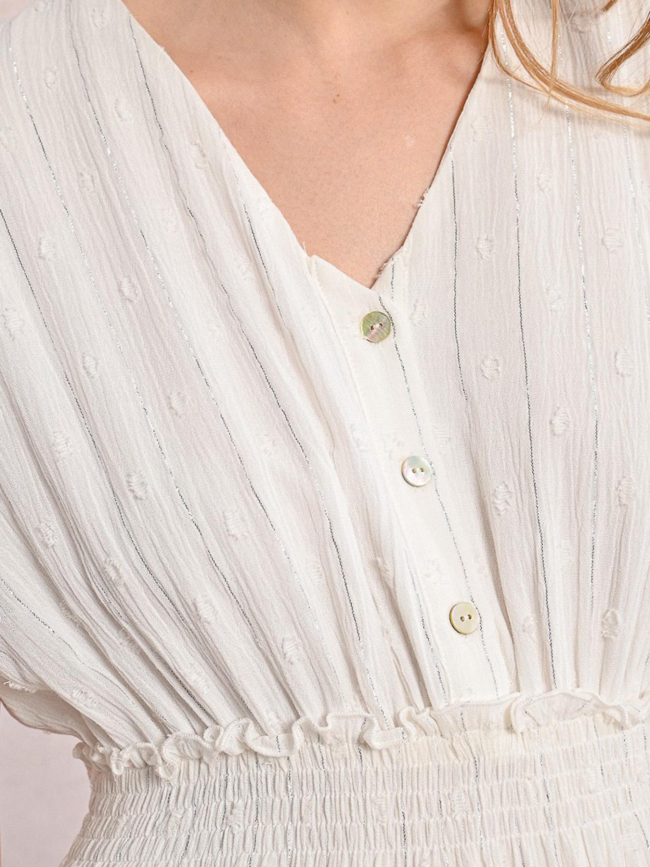 Robe courte rayée pailleté blanc femme - Molly Bracken