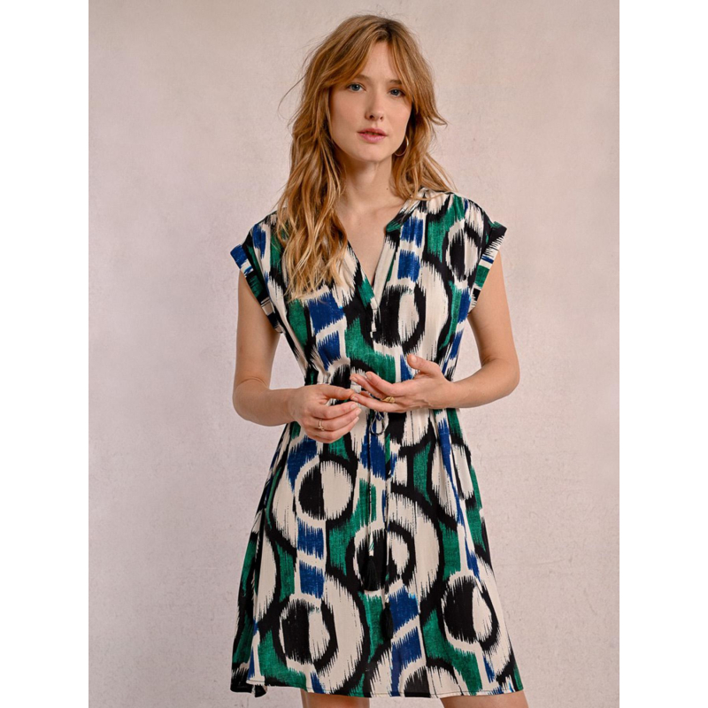 Robe fluide imprimée vert écru femme - Molly Bracken