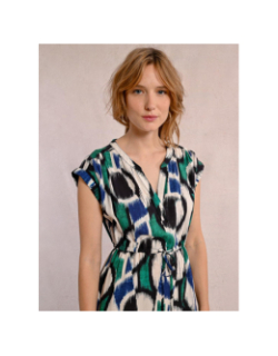 Robe fluide imprimée vert écru femme - Molly Bracken