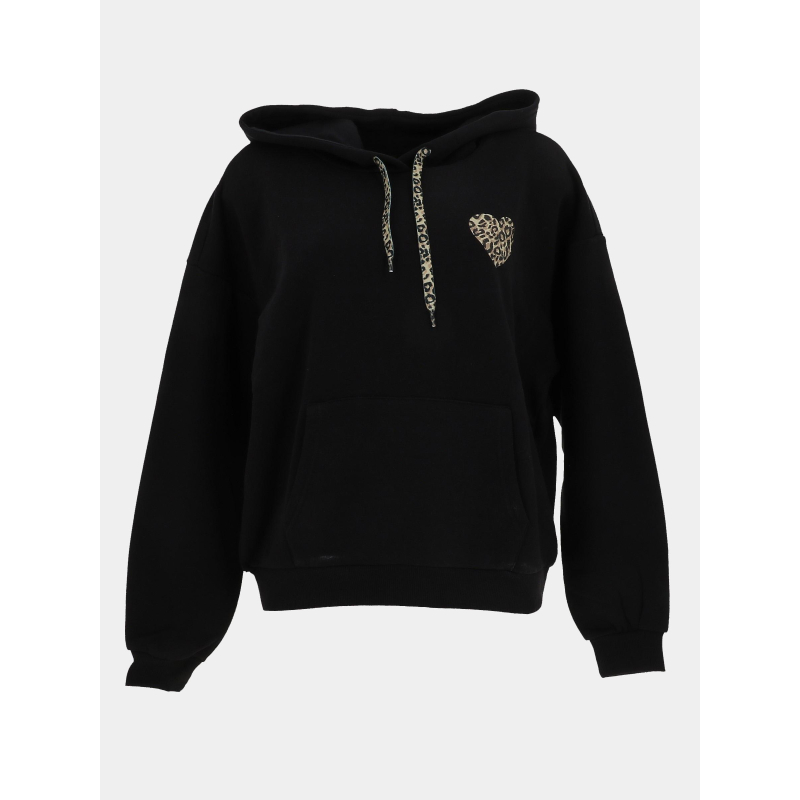 Sweat à capuche daze cœur léopard noir femme - Only