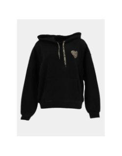 Sweat à capuche daze cœur léopard noir femme - Only