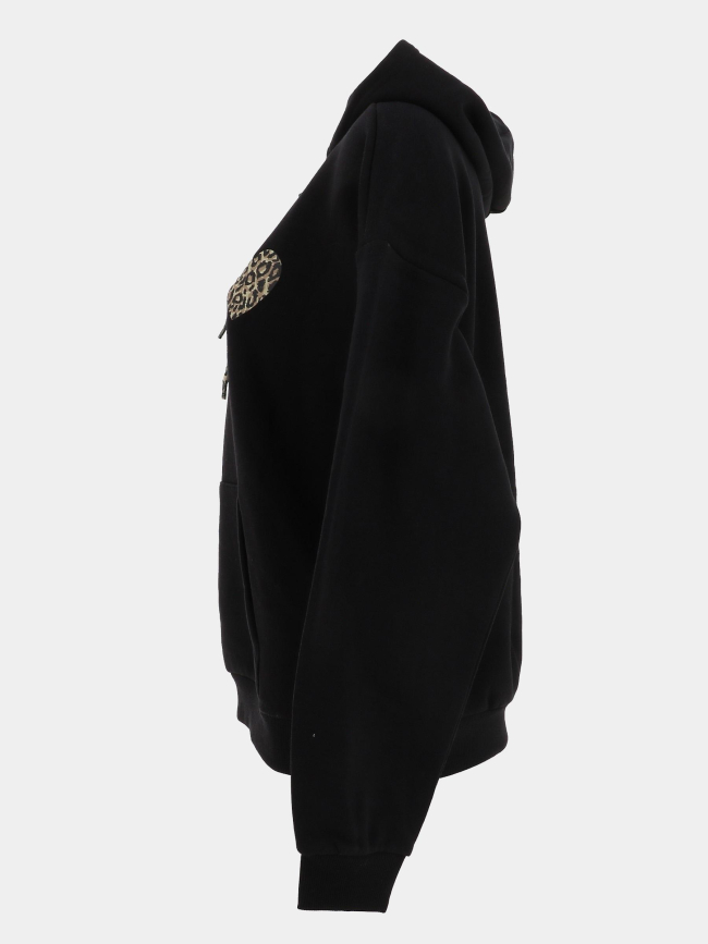 Sweat à capuche daze cœur léopard noir femme - Only