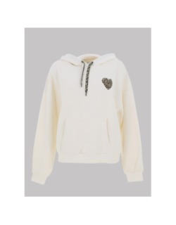 Sweat à capuche daze cœur léopard blanc femme - Only