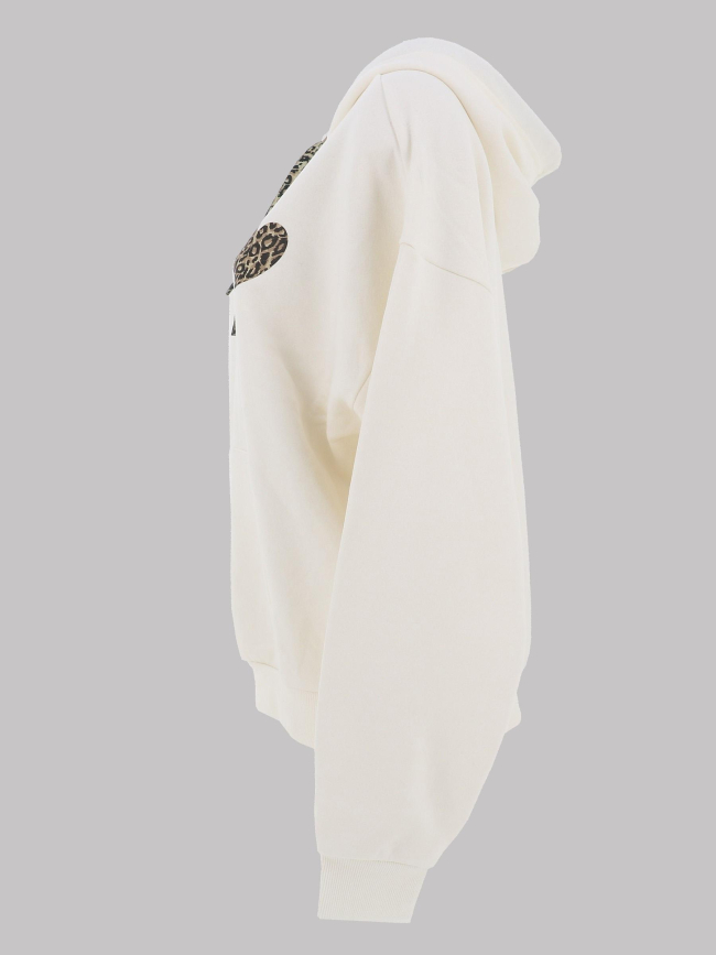 Sweat à capuche daze cœur léopard blanc femme - Only