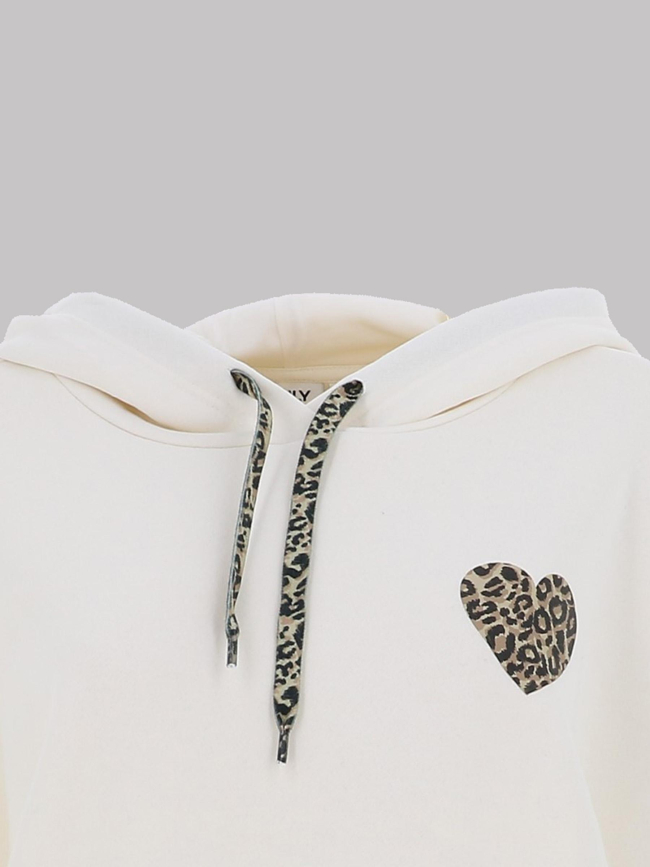 Sweat à capuche daze cœur léopard blanc femme - Only